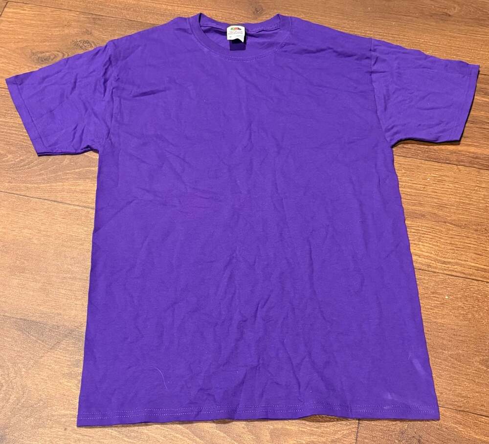 Fruit of the Loom HD Cotton Solid Purple T-Shirt Size M